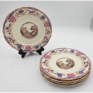 Set of 5 Spode Copeland Gobelin 9" Luncheon Plates Pastoral Farm Scene